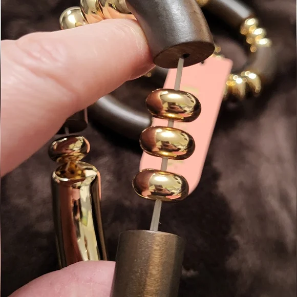 Piper K Set Of 3 Gold and Brown Statement Bracelet with Spherical Embellishments - Picture 9 of 13